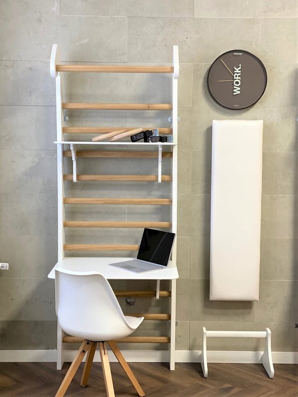 MURUM ® Home Office | Sprossenwand + Schreibtisch (White Design)