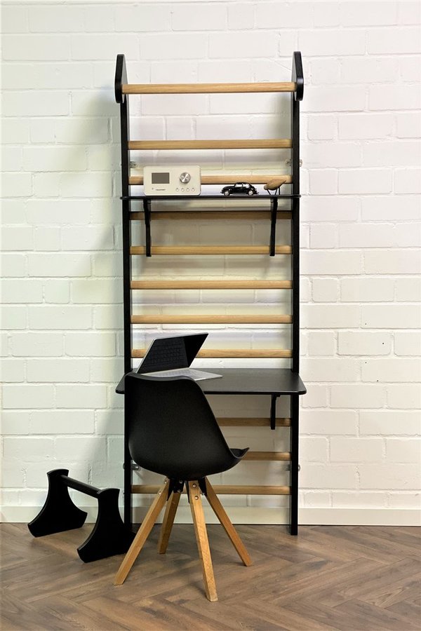 MURUM ® Home Office Black Design | Sprossenwand + Schreibtisch